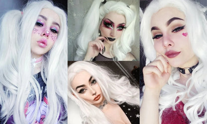 White Wig Natural Wavy Lace Synthetic Lace Front Wig Glueless Wigs Ready to Wear Long White Wig Glueless Lace Wigs for Women