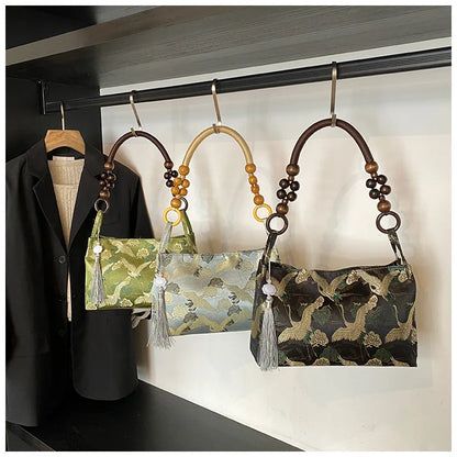 Shoulder Bags Tassel Decoration Embroidered National Style Hasp Sewing Thread 2026 Spring New Hot Sale Women's Handbags