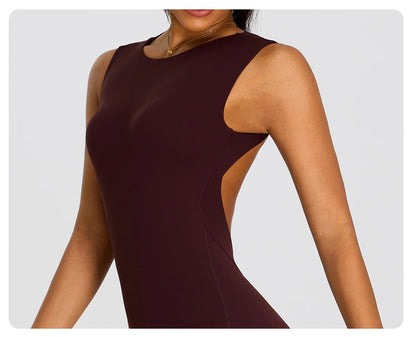 Summer Women Sleeveless Back Hollow Jumpsuit Fitness Sport Bodysuit Yoga Clothing Female Breathable Gym Overalls Workout Clothes