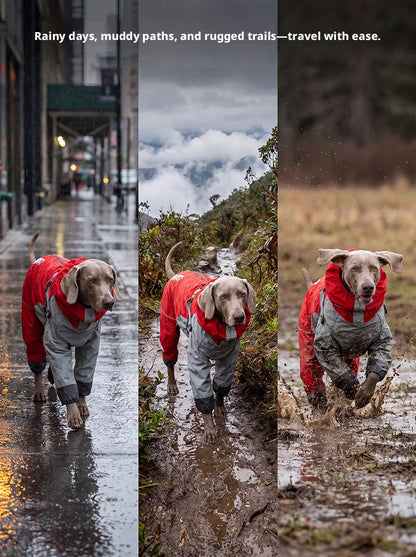 SHINEKNOT Pet Raincoat Night Reflective Strip Waterproof Raincoat Walking Clothing Large Dog All Inclusive Hooded Raincoat