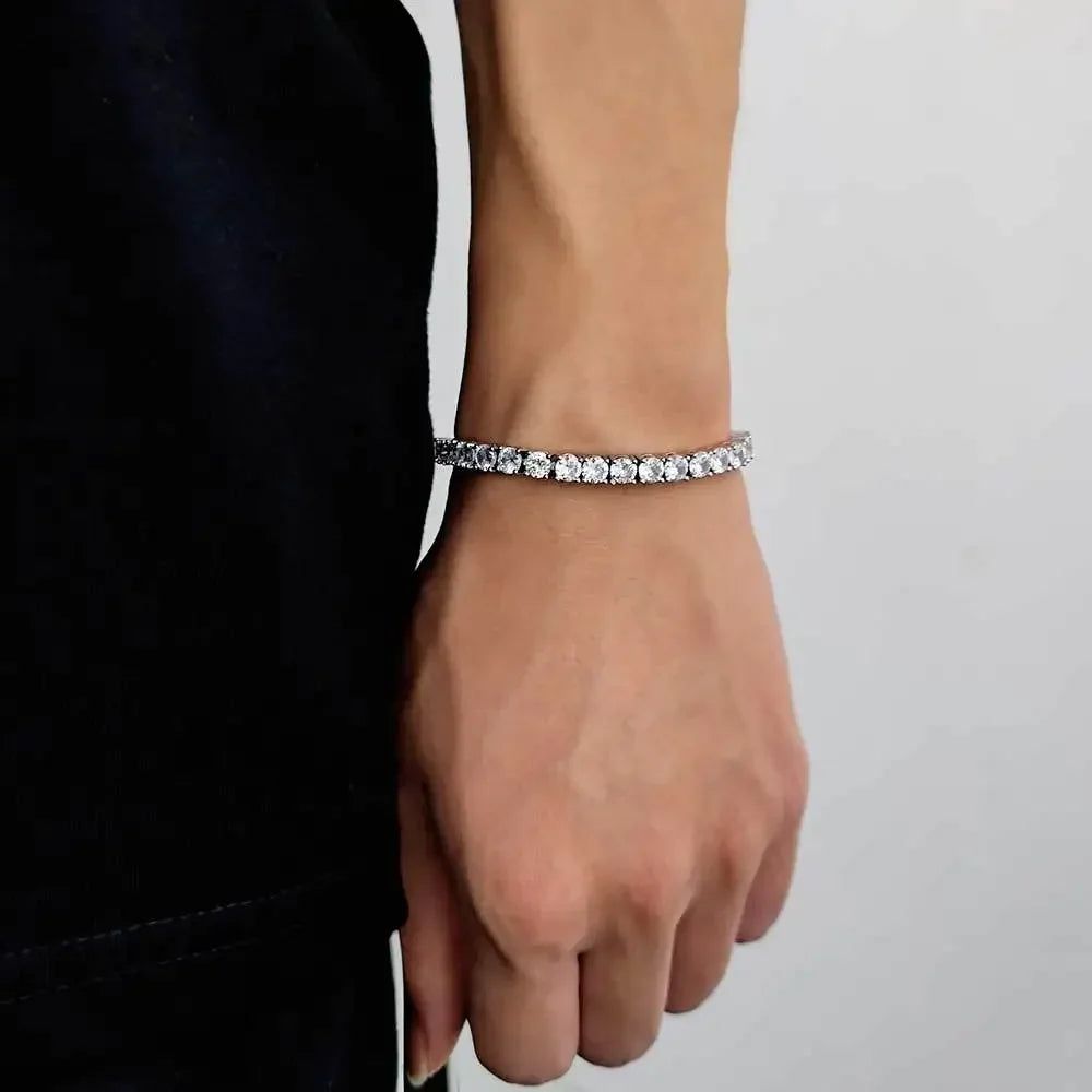 Luxury Hiphop IED Out 3mm 4mm 5mmTennis Bracelet Full Diamond 925 Silver Plated Wedding Party Jewelry Bracelets for Women Man