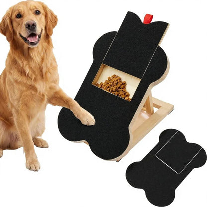 Wooden Pet Scratching Board with Built-in Treat Box Dog Nail Trim Pad Pull-Out Nail Scratch Board Toy Sandpaper Board Scratcher