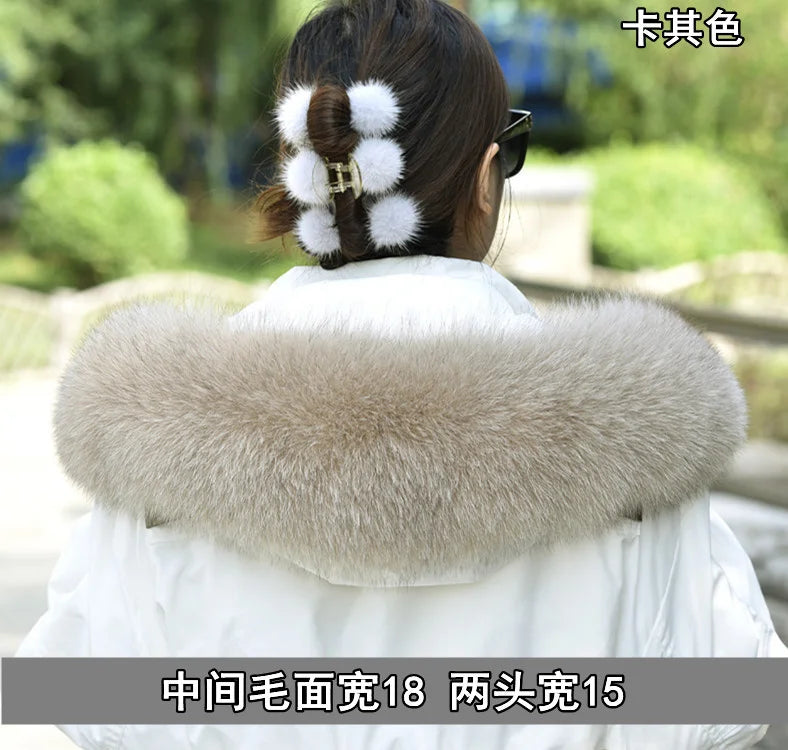 100% Real Fox Fur Collar Winter removable fur Hood Trims Warm Furry Decor Shawls for Coat Parkas Luxury Female fur Scarf
