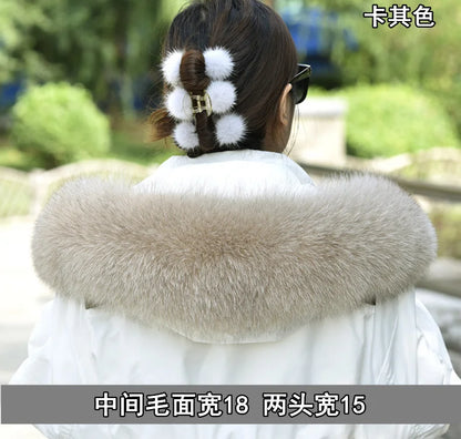 100% Real Fox Fur Collar Winter removable fur Hood Trims Warm Furry Decor Shawls for Coat Parkas Luxury Female fur Scarf