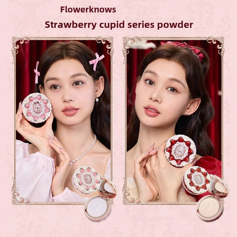 Flower Knows Strawberry Cupid Box Collection Make Up Sets Cosmetics Full Set Palette Pressed Powder Blush Lipstick Gift Box