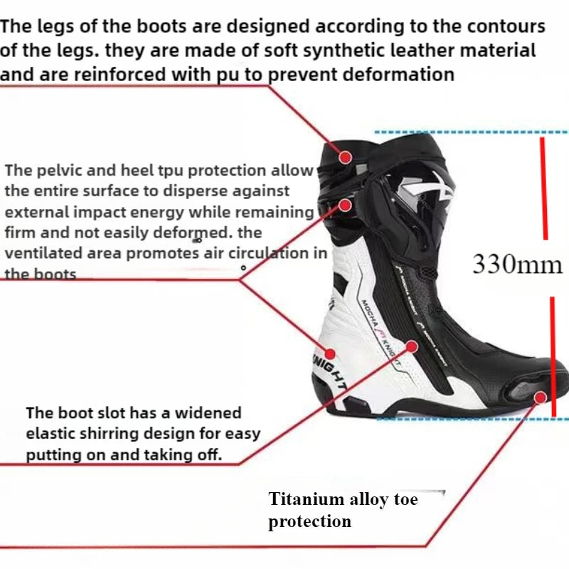 2025 New BENKIA Mocha Motorcycle Long Boots CE Certification BotasTrack Racing Shoe vInternal External Dual Boots TPU Protection