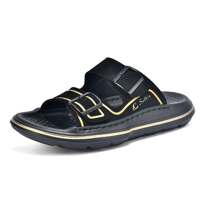 Leisure Men's Slides Outdoor Man Sandals Summer Outdoor Slippers with Adjustable Buckle Beach Shoes Vacation Wading Aqua Shoes