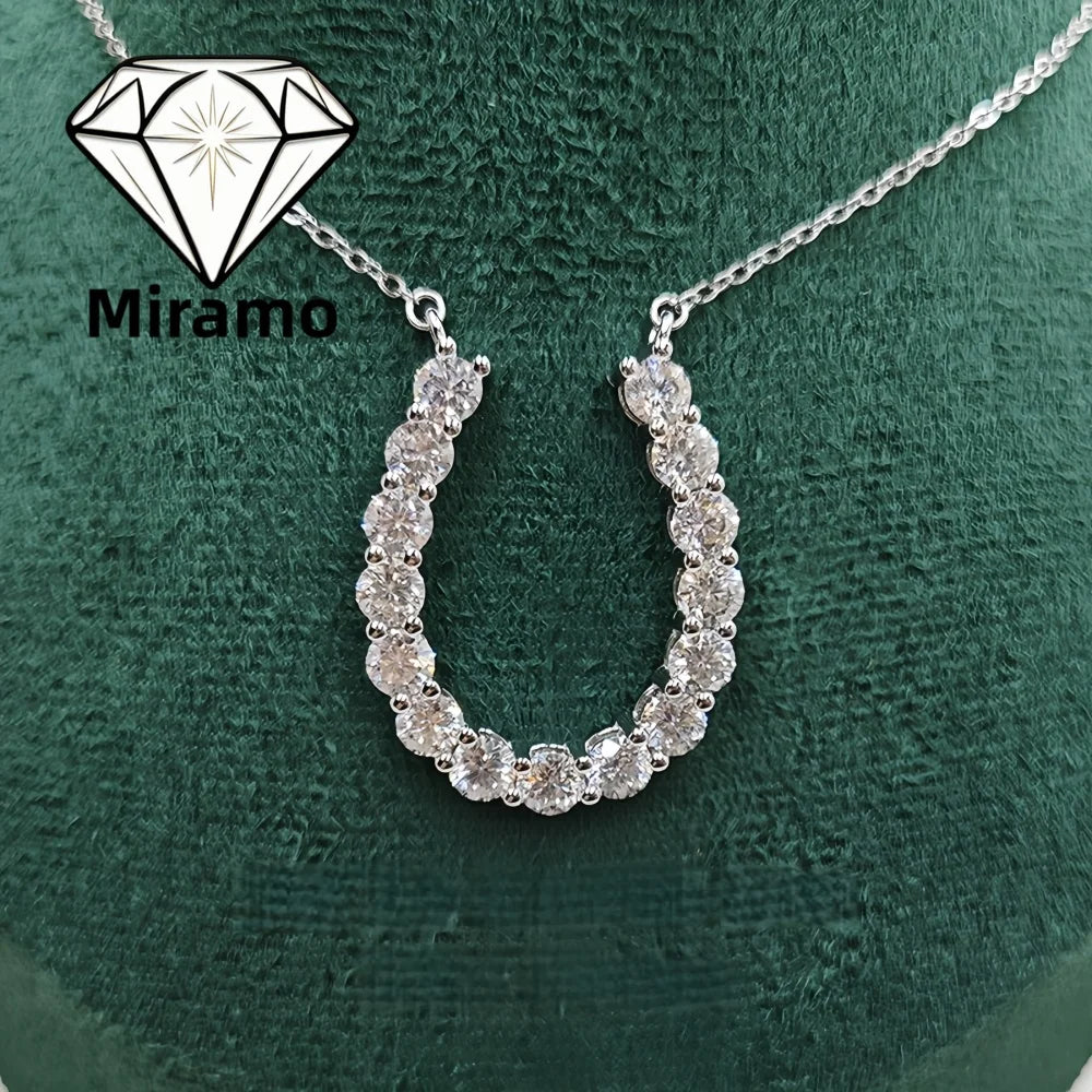 4.5CTTW U-shaped Moissanite Pendant Necklace Horseshoe Diamond Necklace for Women S925 Sterling Silver with Certificates