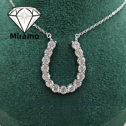 4.5CTTW U-shaped Moissanite Pendant Necklace Horseshoe Diamond Necklace for Women S925 Sterling Silver with Certificates