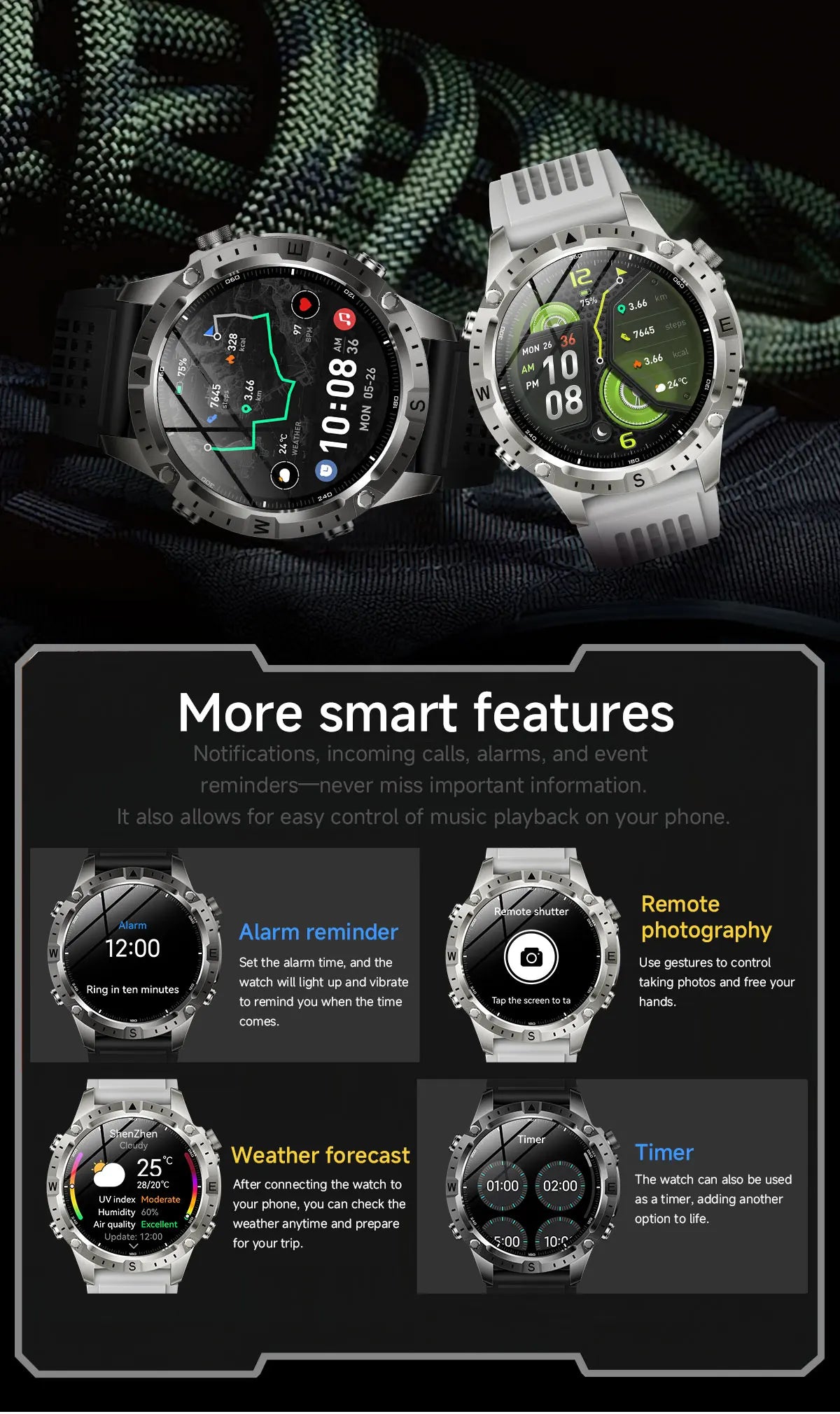 2026New Military Tank GPS SmartWatch Offline Map 10ATM Swim 2GB RAM Music Altitude Compass Bt Call Fitness Sports Smartwatch Men