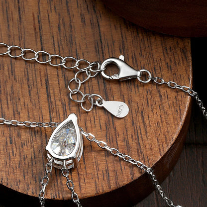 KNOBSPIN Moissanite Necklaces Pear Cut Pendant 1/2/3 ct GRA Certified Lab Diamond Girl Gift s925 Sterling Silver Dainty Necklace