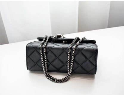 Black Luxury Handbags And Purse Women PU Leather Messenger Shoulder Bag Plaid Female Crossbody Bag Tassel Quilted  Brand