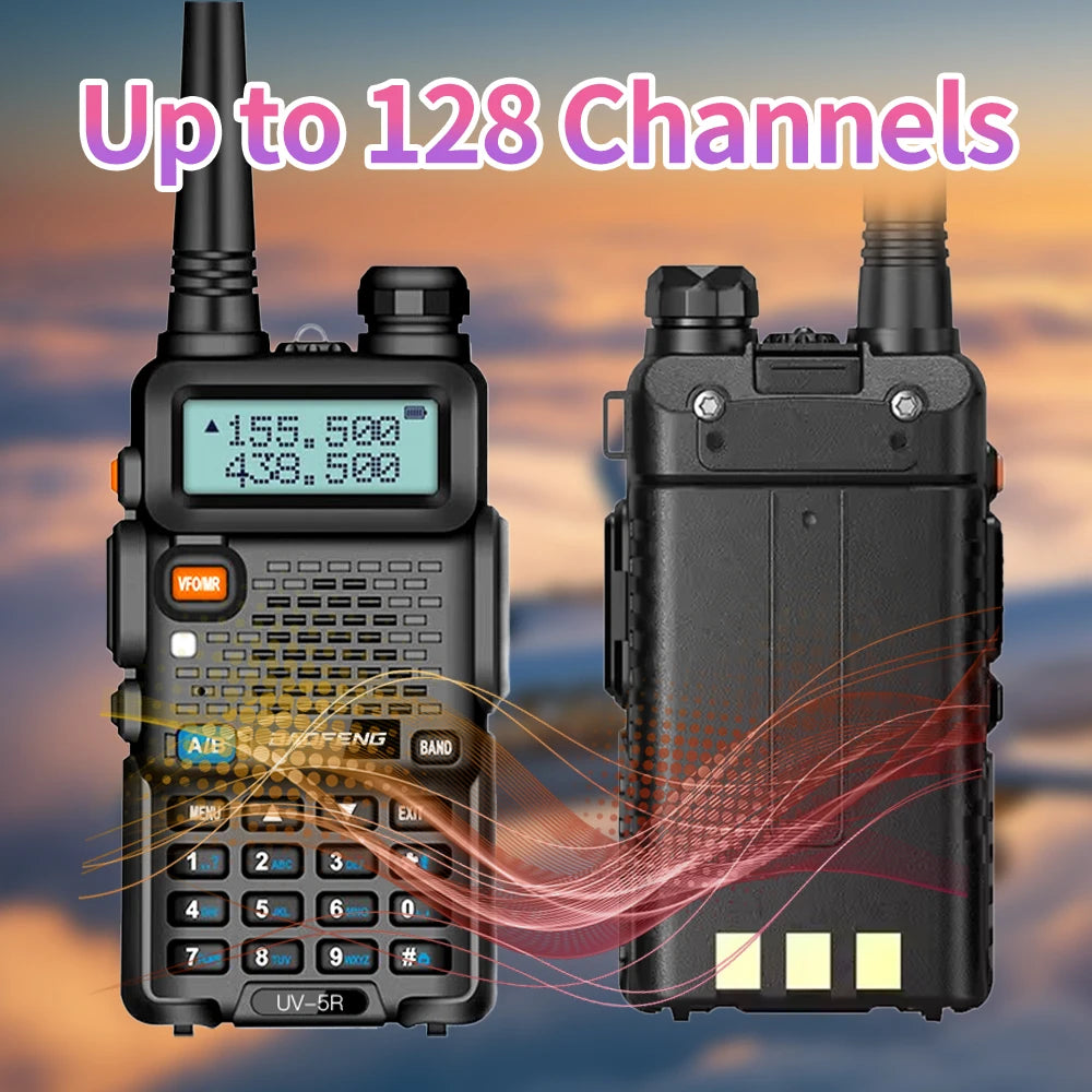 1PC Portable Handheld Walkie Talkie Baofeng High Quality EU Plug UV-5R 128 Channels 3-5KM Long Range FM Radio Communication