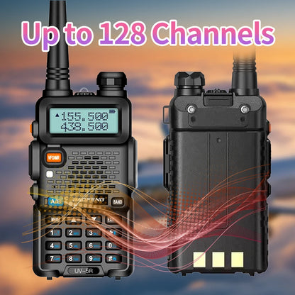 1PC Portable Handheld Walkie Talkie Baofeng High Quality EU Plug UV-5R 128 Channels 3-5KM Long Range FM Radio Communication
