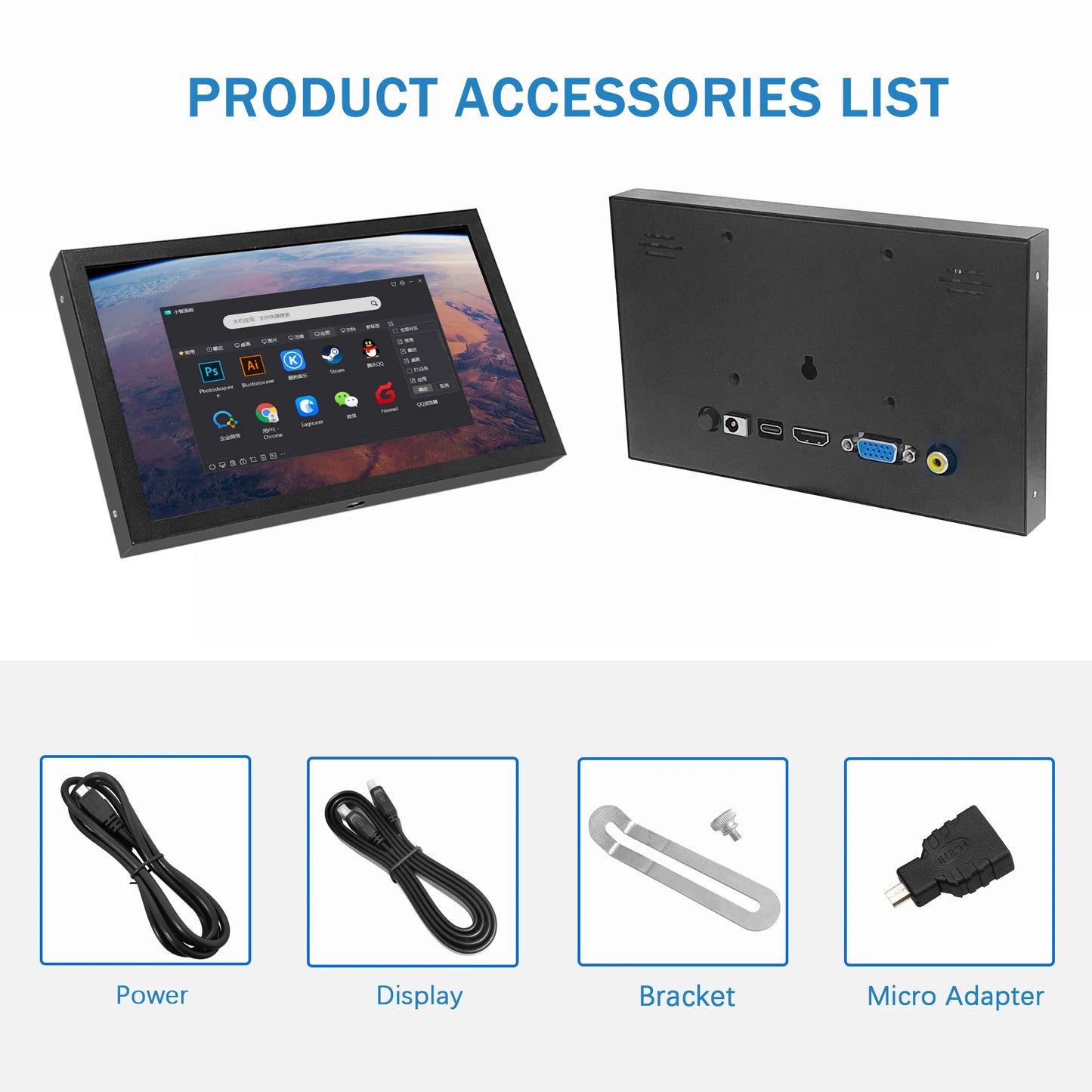 AV/DC/HD/VGA Multi Interface Display 7 Inch PC Second Screen Raspberry Pi Display for Pi3 Pi4 AIDA64 Switch