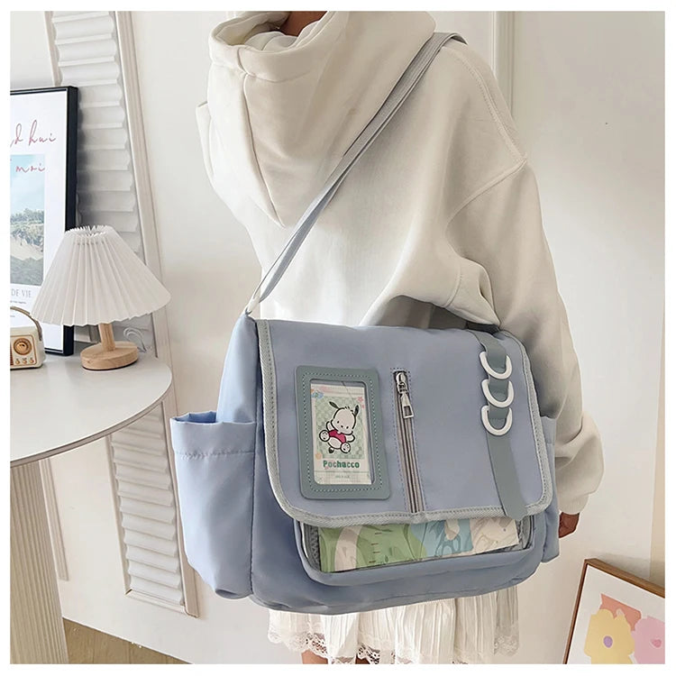 Y2K Japanese Harajuku School Bags for Girls New Transparent Itabag Crossbody Bag DIY Badges Display Plate Ita Bag