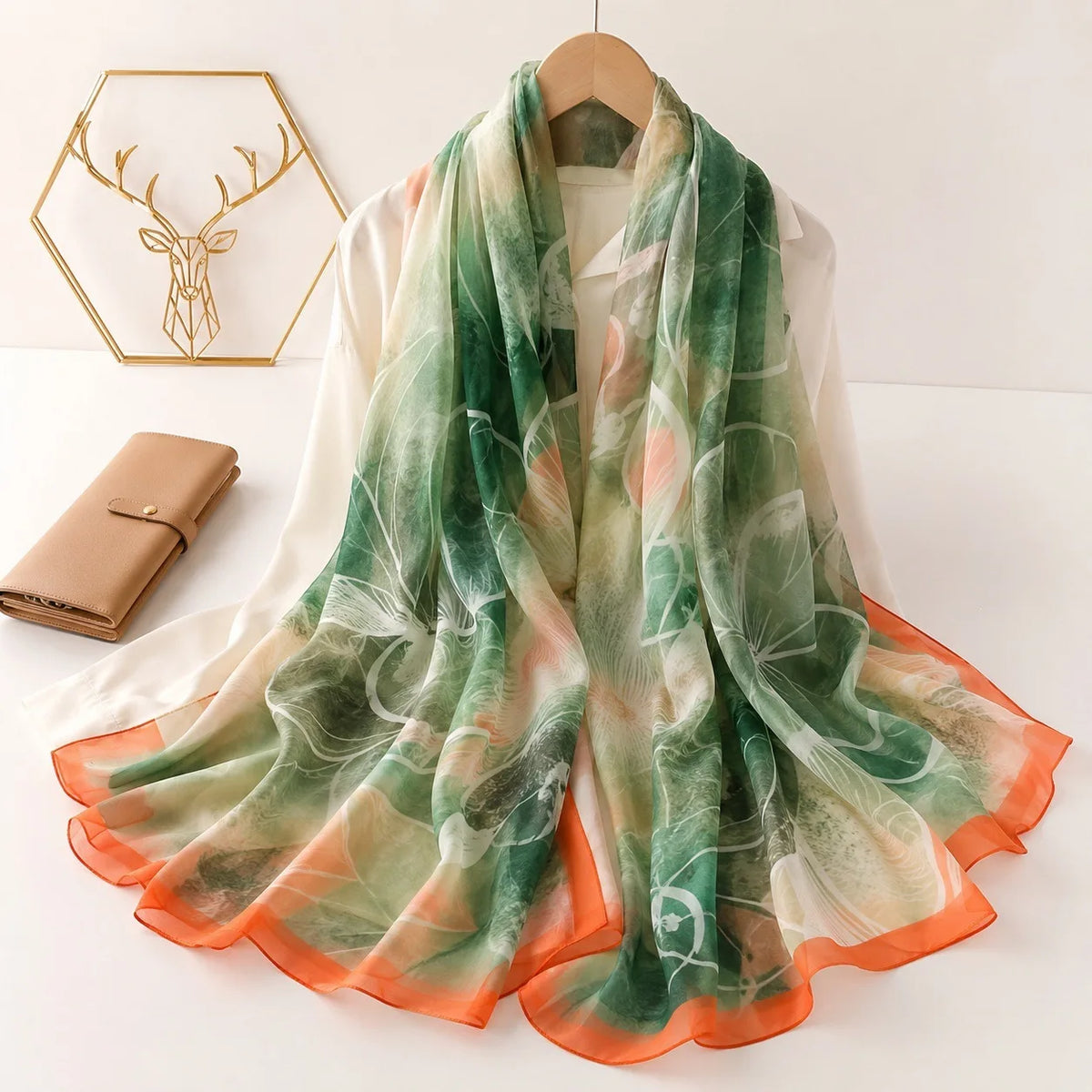 130*180cm Fashion Spring Summer Women Floral Printing Beach Silk Scarf Shawls Female Long Wraps Beach Sunscreen Hijab Lady