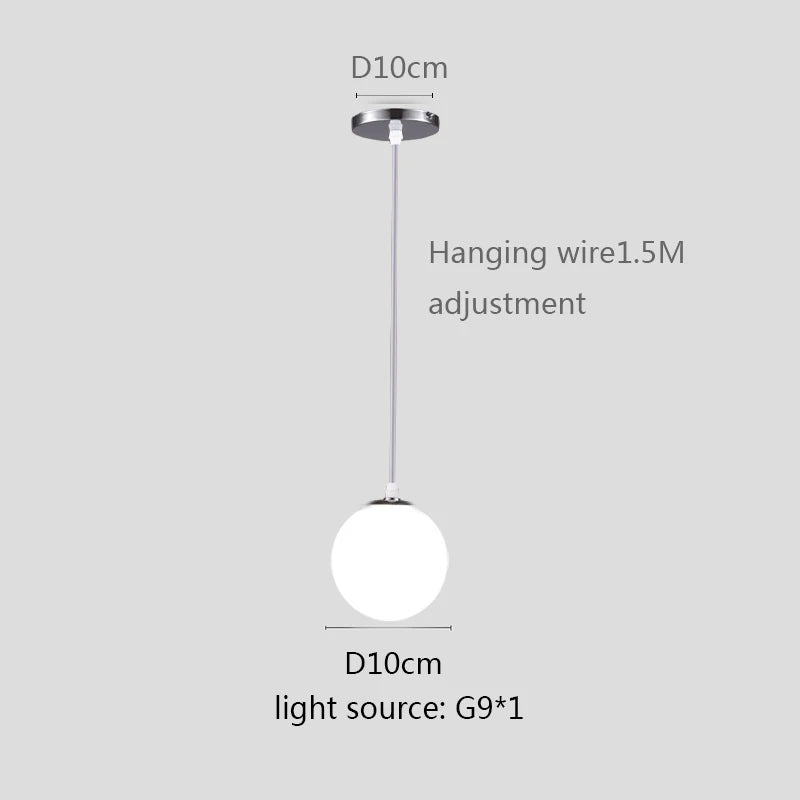 Gold/Black/silv Glass Ball Pendant Lights White Globe Hanging Lamps Bar Restaurant Deco Luminaire Bedroom Light E27 Pendant Lamp