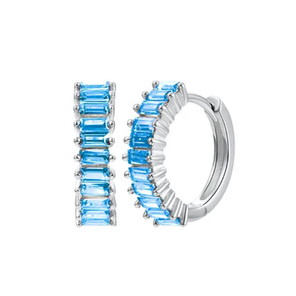 925 Sterling Silver Needle Light Blue Zircon Stud Earrings for Women Fashion Blue Enamel Pendant Earrings Luxury Jewelry Gifts