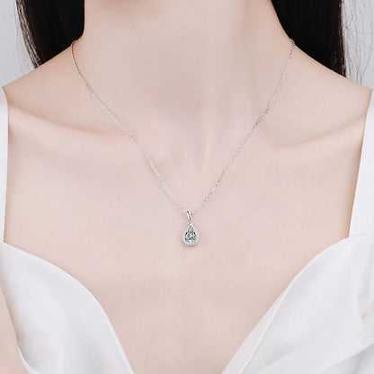 NeeTim 1ct Pear Cut Moissanite Necklace for Women 925 Sterling Silver Wedding Waterdrop Sparkling Neck Chain Women's Pendant