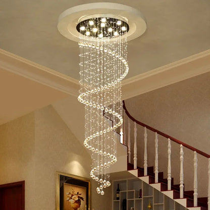 Spiral Crystal LED Ceiling Chandelier Light Bedroom Hall Living Room Suspension Lustre Corridor Staircase Hanging Lamp Fixture