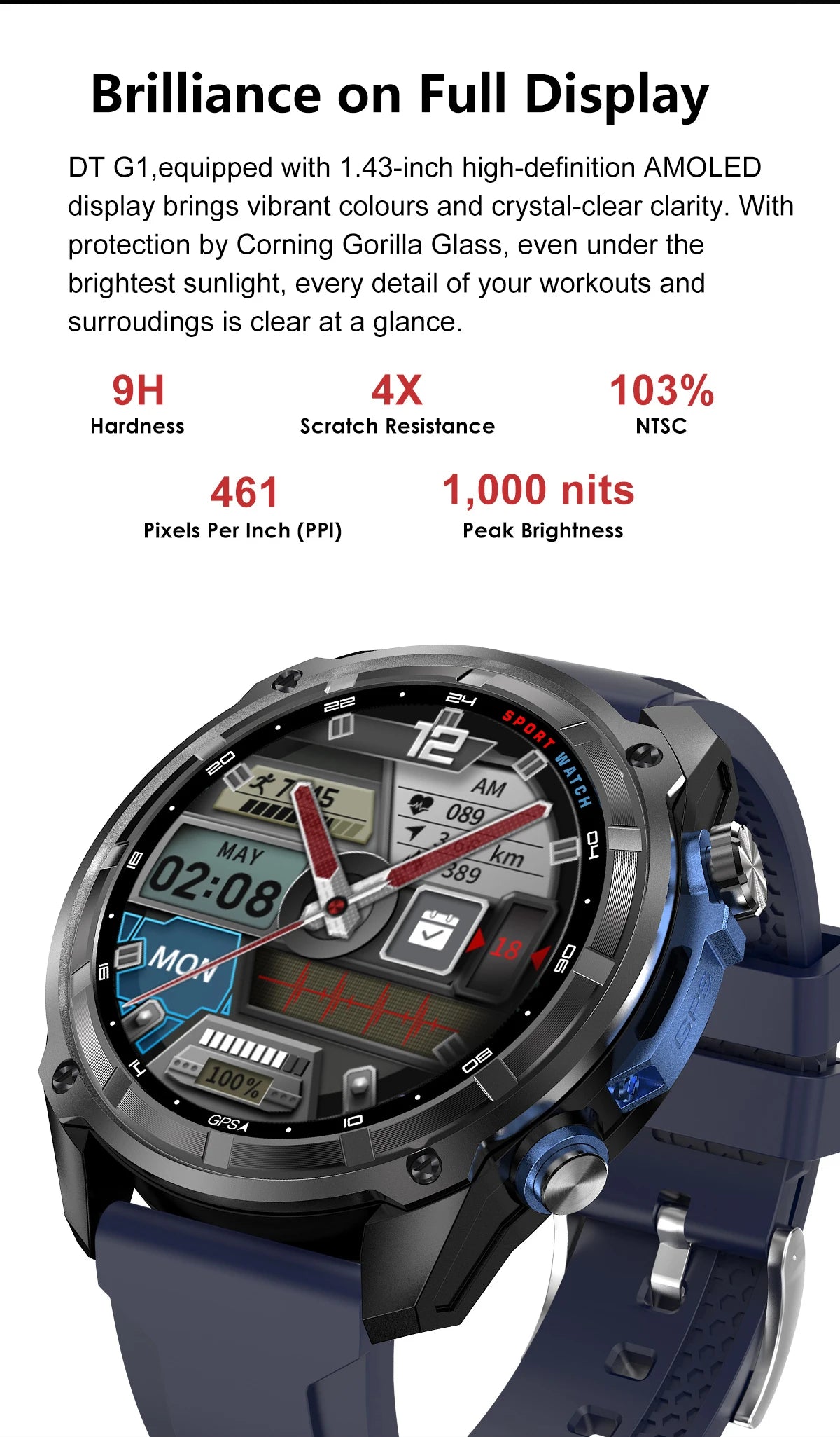 2025 New Tactical Smartwatch Built-in GPS Offline Map 4GB Memory 5ATM IP69K Swimming Waterproof Men Militray Smart Bracele