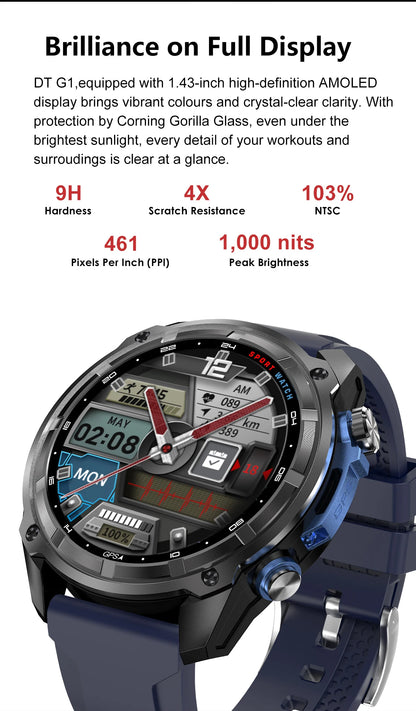 2025 New Tactical Smartwatch Built-in GPS Offline Map 4GB Memory 5ATM IP69K Swimming Waterproof Men Militray Smart Bracele