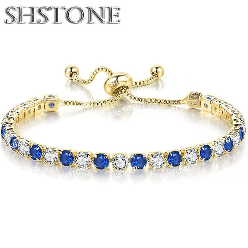 Noble 925 Sterling Silver Bracelet Chain Luxury Color Crystal Hand Jewelry For Women Charm Wedding Gift Party 18cm