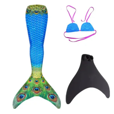 New Kids Adult Swimming Mermaid Tail Girl Mom Cosplay Mermaid Costume Children Party Gift Fantasy Swimsuit with Monofin Fin