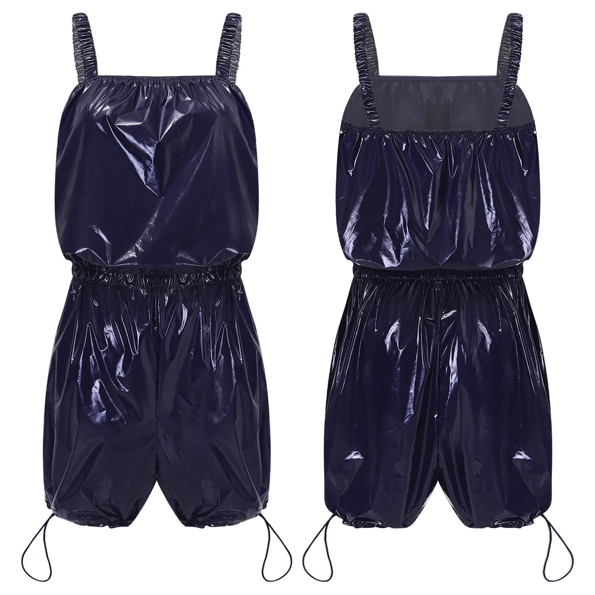 Womens Overalls Romper Snap Button Design for Festival Clubwear Stage Pressing Buttons Ruffled Trims Backless Short Jumpsuit
