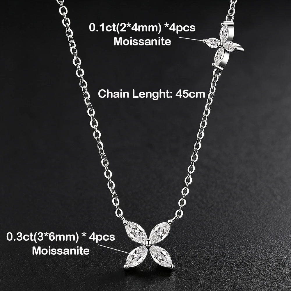 1.6cttw Butterfly D Color Moissanite Pendant Necklace for Women 925 Silver Marquise Cut Diamond Wedding Gift Fine Jewelry GRA