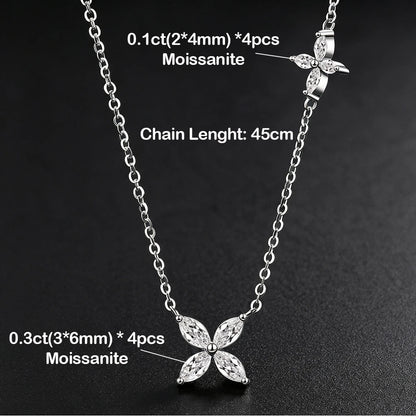 1.6cttw Butterfly D Color Moissanite Pendant Necklace for Women 925 Silver Marquise Cut Diamond Wedding Gift Fine Jewelry GRA