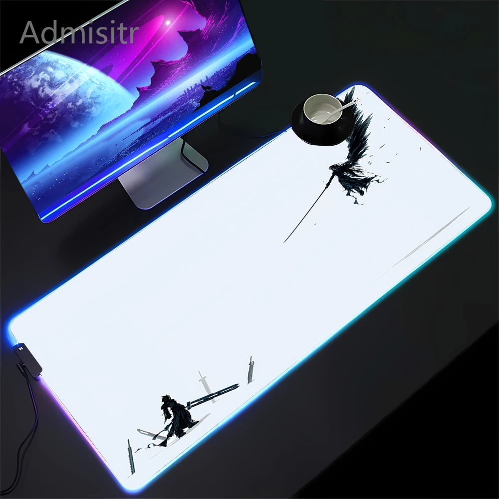 RGB Gaming Mousepad Space Mouse Mats LED Large Gamer Mousepads Keyboard Pads Luminous Desk Mat Final Fantasy Mouse Pad Backlit
