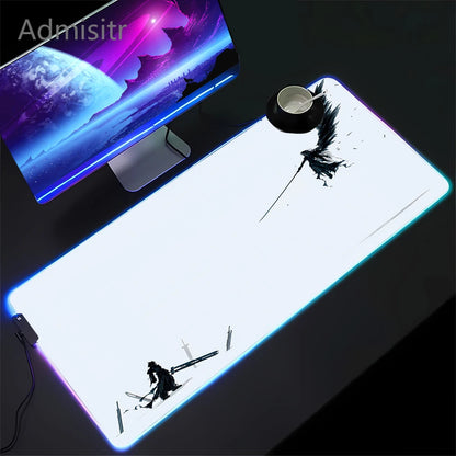 RGB Gaming Mousepad Space Mouse Mats LED Large Gamer Mousepads Keyboard Pads Luminous Desk Mat Final Fantasy Mouse Pad Backlit