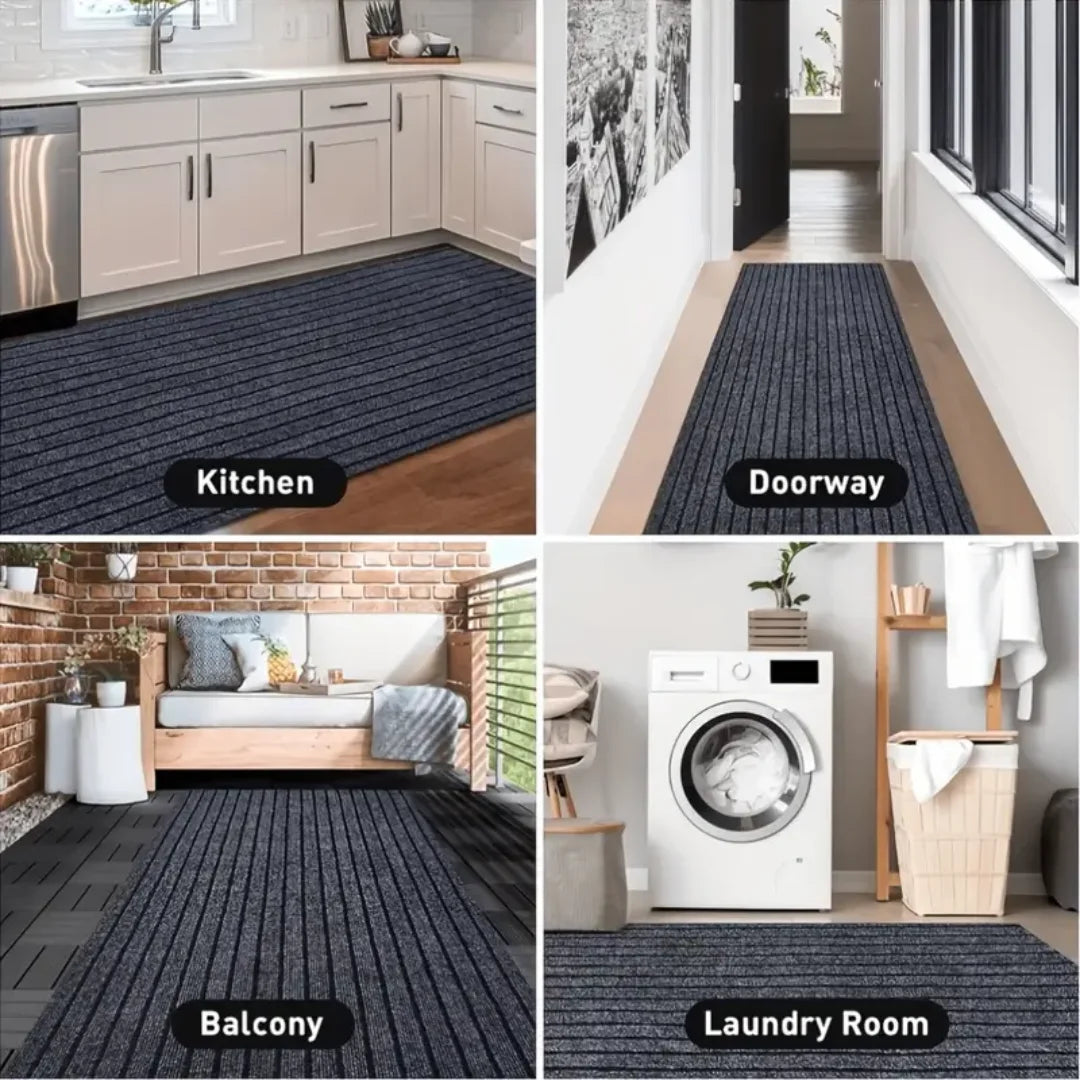Striped carpets are slip-resistant and easy to clean, making them ideal for hallways, entryways, kitchens, and laundry rooms.