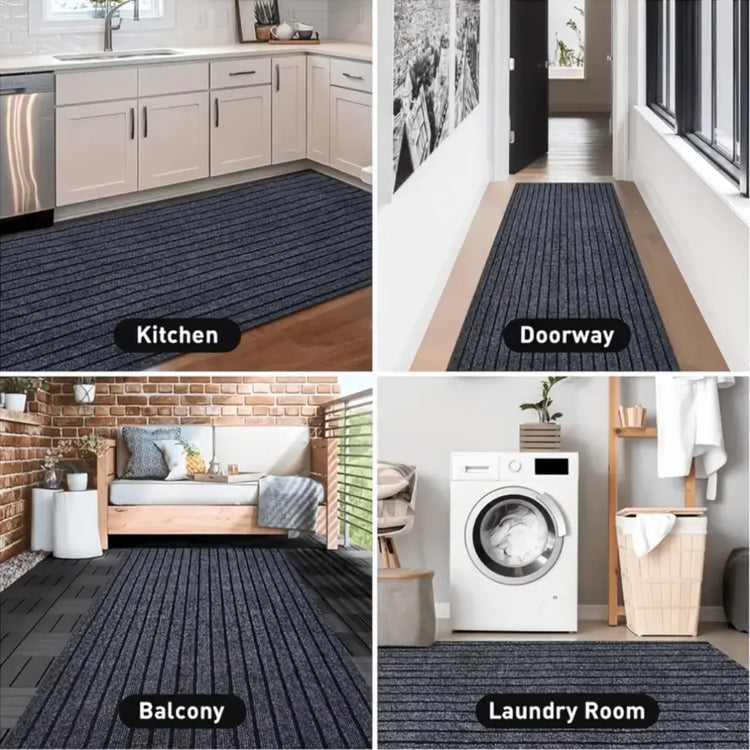 Striped carpets are slip-resistant and easy to clean, making them ideal for hallways, entryways, kitchens, and laundry rooms.