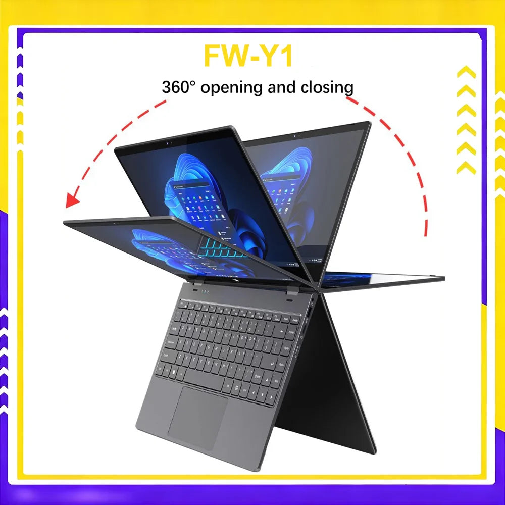 14'' Touch 360° Flip 2-in-1 Laptop FW-Y1 Mini Convertible Tablet Notebook Intel N95 12GB LPDDR5 Portable Student Office Netbook