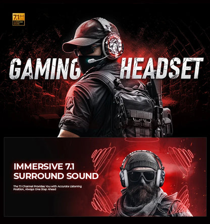 Picun G2 Wireless Gaming Headset Bluetooth 2.4G Headphones 7.1 Surround 5ms Low Latency ENC Mic for PC PS4 PS5 Phone Switch