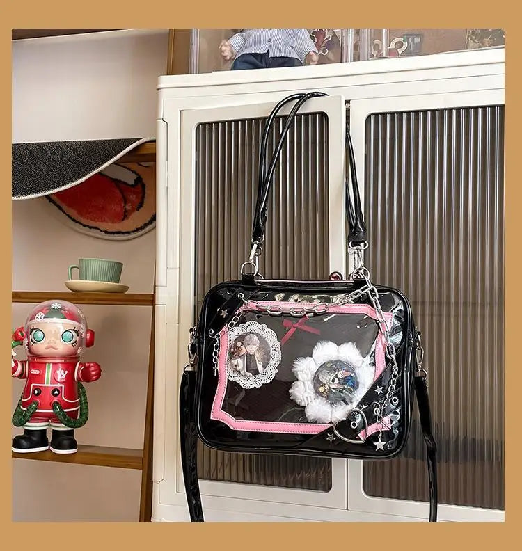 JIAERDI Sweet Cool Hot Girl Subculture Ita Bag Women Gothic Chain Crossbody Bag Ladies Large Capacity Black Shoulder Bags Y2K