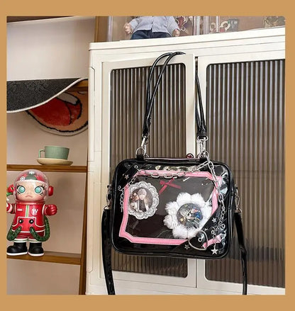 JIAERDI Sweet Cool Hot Girl Subculture Ita Bag Women Gothic Chain Crossbody Bag Ladies Large Capacity Black Shoulder Bags Y2K