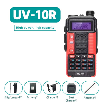 Baofeng UV-10R High Power Walkie Talkie 999CH FM Radio Flashlight VOX Portable Outdoor Hunting Construction Two Way Radio