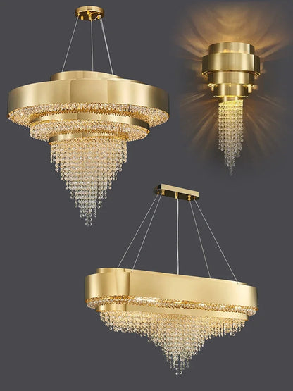 Luxury Crystal LED Hanging Chandeliers Italian Design Modern Pendant Lights Living Dining Room Home Restaurant Lighting Fixtures