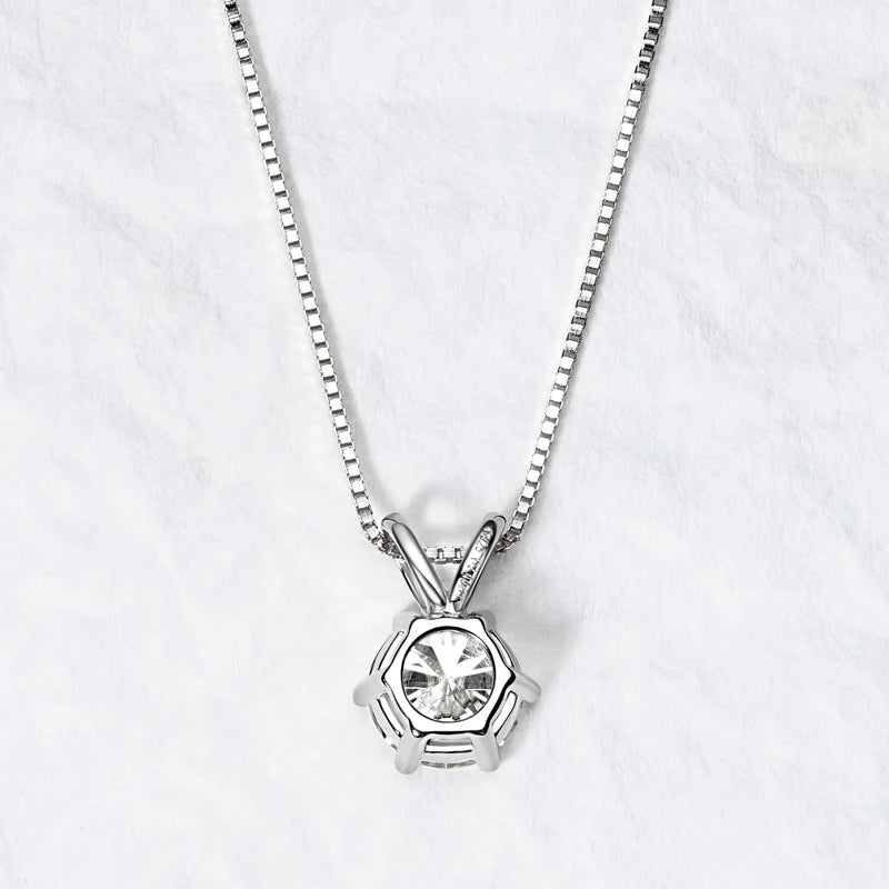 Classic 0.5CT-5CT D Moissanite Pendant Necklace Adjustable Chain 925 Silver for Women with Certificate 2CT 3CT 4CT Lab Diamond