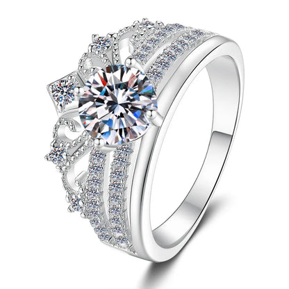 Pure hypoallergenic substrate encases 2ct moissanite for women’s four-prong crown luxury ring with soft PT950 platinum sheets