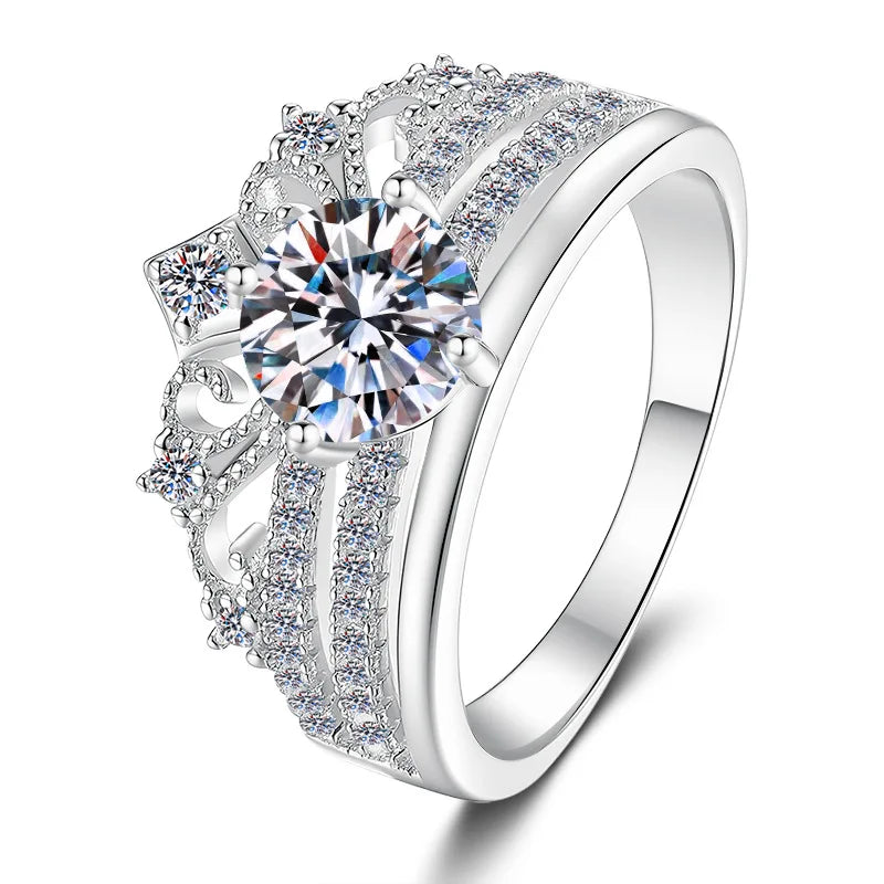 Pure hypoallergenic substrate encases 2ct moissanite for women’s four-prong crown luxury ring with soft PT950 platinum sheets