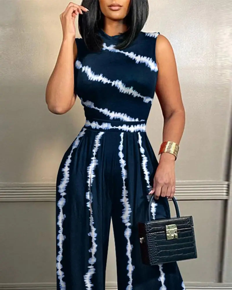Slim Fitting Printed Sleeveless Women's Jumpsuit 2023 Spring New Casual Pants Rompers