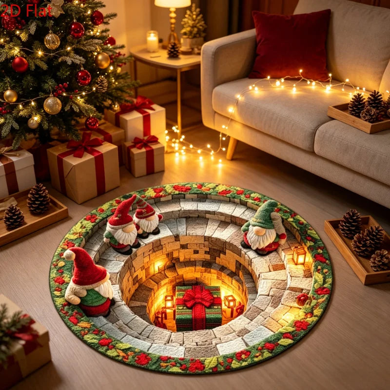 Christmas Day Rugs for Bedroom Anti-slip Bedside Red Rug Round Living Room Decoration Waterproof Carpet Washable Study Floor Mat