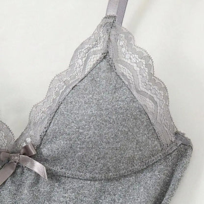 New Lace Patchwork Women's Pajama Side Slit Breathable Underwear Dress Polyester Butterfly Decoration Night Dress for Honeymoon