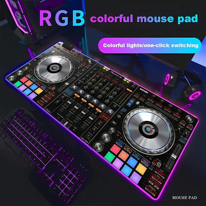 RGB Radio Dj Workbench Mouse Pad Gamer HD Large HD HYBXAXC Desk Mats MousePads Natural Rubber Carpet Anti Slip Laptop Mice Pad