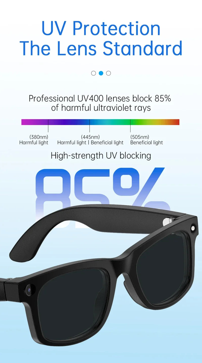 Smart Glasses AI Translation 8MP HD Camera 4K Shooting Image Bluetooth Call Recording Music Smart Sunglasses